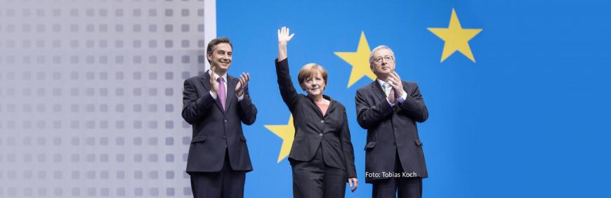 David McAllister, Angela Merkel in Jean-Claude Juncker na kongresu CDU David McAllister, Angela Merkel in Jean-Claude Juncker na kongresu CDU